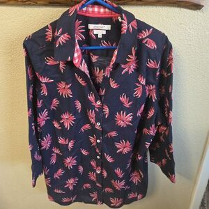 WOMENS FOXCROFT WRINKLE FREE SHAPED FIT BUTTON FRONT 3/4 SLEEVE SHIRT SZ 22W